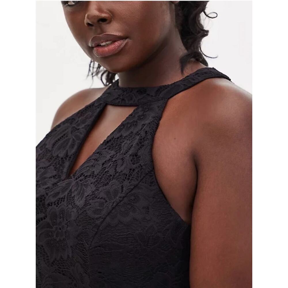 NEW Torrid Black Lace Halter Tier Skater Dress Mini Sleeveless LBD Women's 6X - Picture 3 of 16